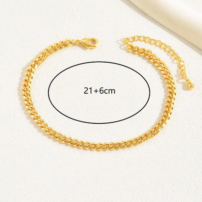 Simple Style Square Solid Color Rhombus 18k Gold Plated Copper Wholesale Anklet