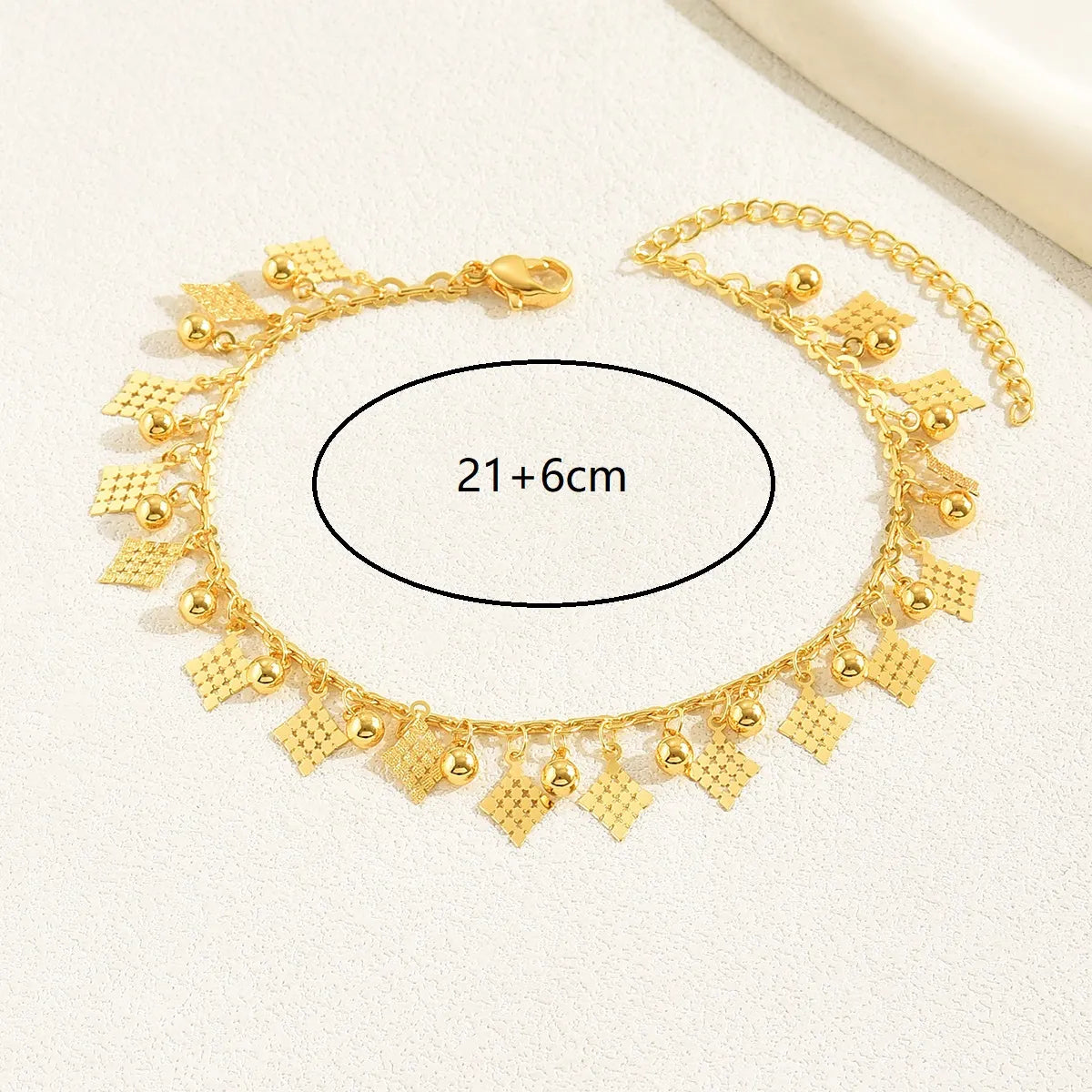 Simple Style Square Solid Color Rhombus 18k Gold Plated Copper Wholesale Anklet