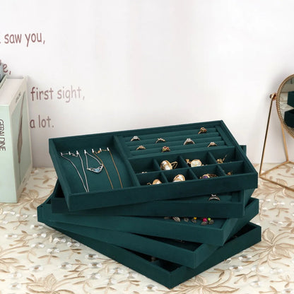 Simple Style Square Solid Wood Flannel Jewelry Rack