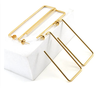 Simple Style Square Stainless Steel Ear Studs Polishing Plating Stainless Steel Earrings