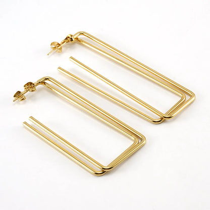 Simple Style Square Stainless Steel Ear Studs Polishing Plating Stainless Steel Earrings