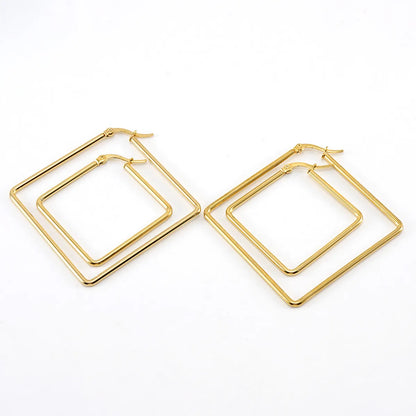 Simple Style Square Stainless Steel Earrings Plating Stainless Steel Earrings