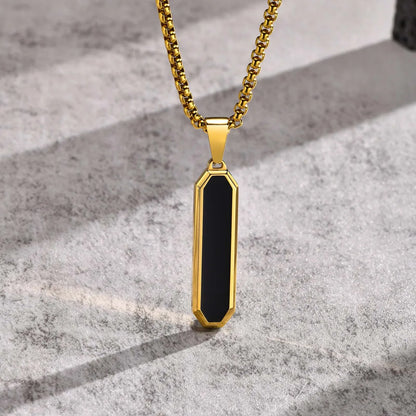 Simple Style Square Stainless Steel Epoxy Three-dimensional 18k Gold Plated Pendant Necklace