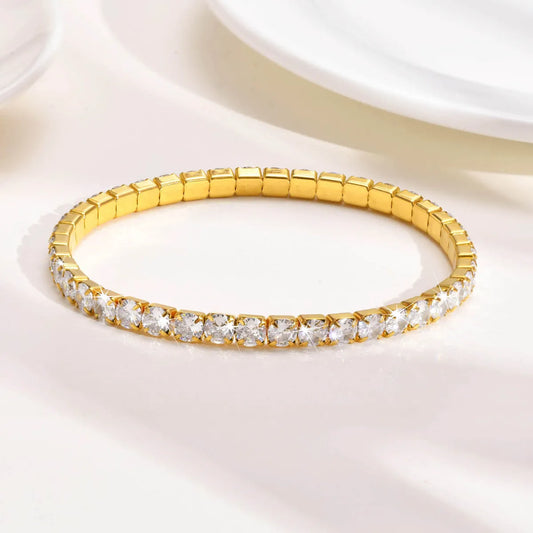 Simple Style Square Stainless Steel Inlay Zircon Bracelets