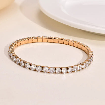 Simple Style Square Stainless Steel Inlay Zircon Bracelets