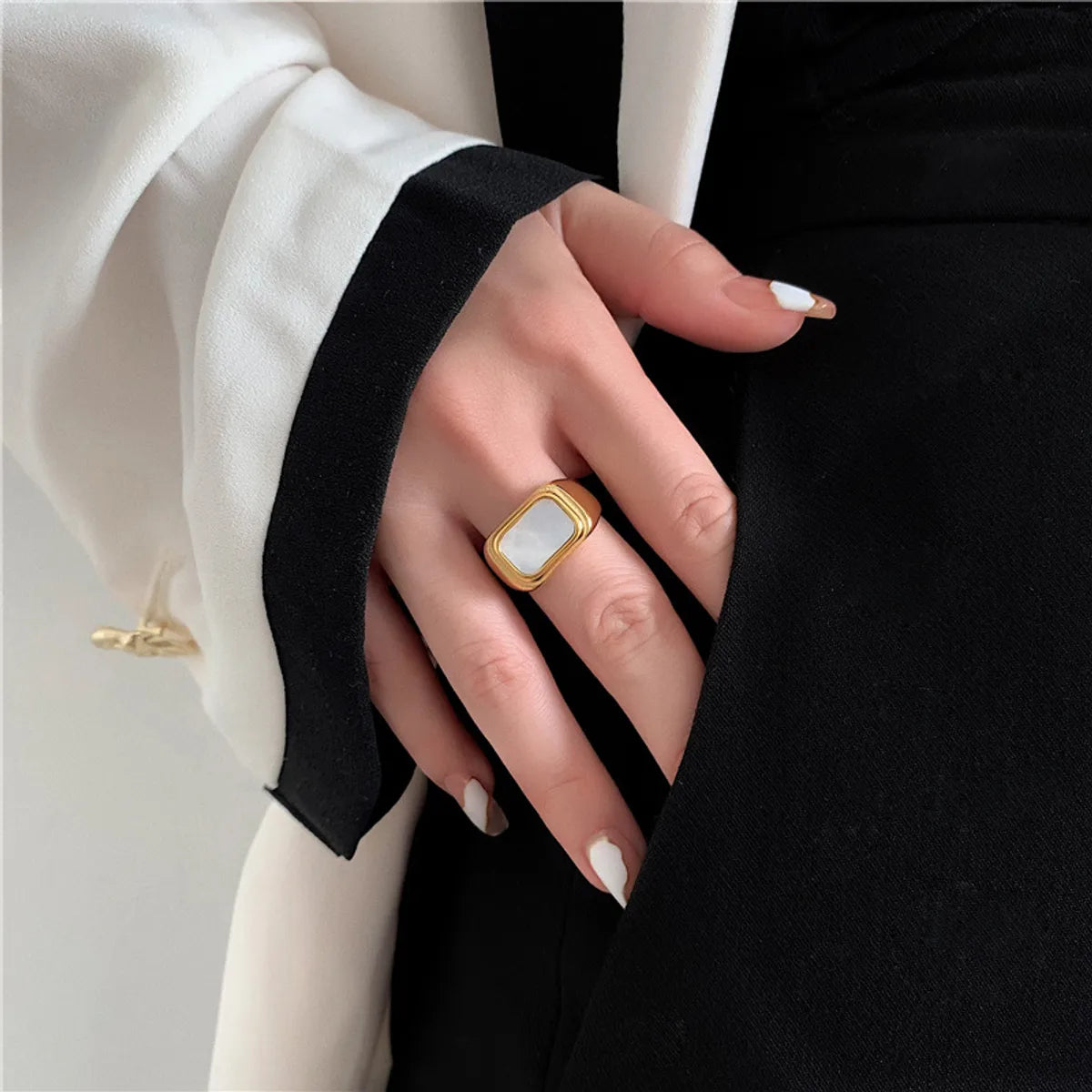 Simple Style Square Stainless Steel Plating 18k Gold Plated Rings