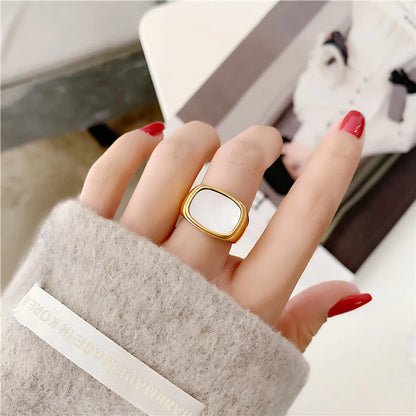 Simple Style Square Stainless Steel Plating 18k Gold Plated Rings