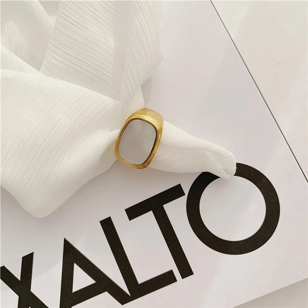 Simple Style Square Stainless Steel Plating 18k Gold Plated Rings