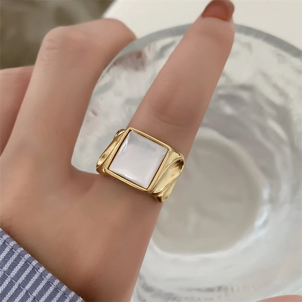 Simple Style Square Stainless Steel Plating 18k Gold Plated Rings