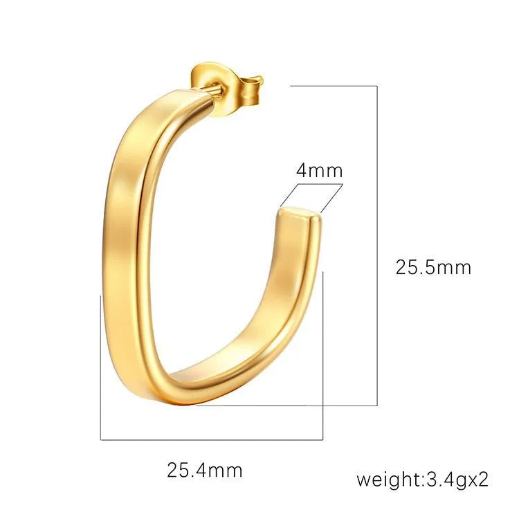 1 Pair Simple Style Square Plating 304 Stainless Steel 18K Gold Plated Ear Studs