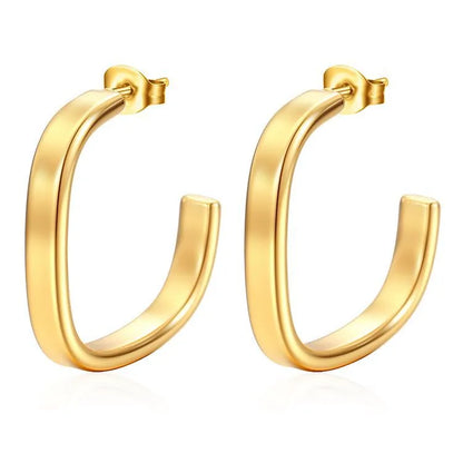 1 Pair Simple Style Square Plating 304 Stainless Steel 18K Gold Plated Ear Studs