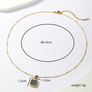 Simple Style Square Stainless Steel Plating Inlay Shell 18k Gold Plated Pendant Necklace