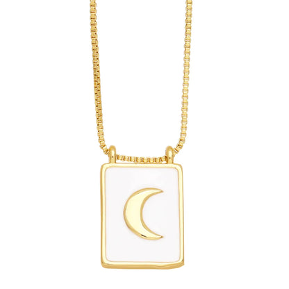 Simple Style Square Star Moon Copper 18k Gold Plated Pendant Necklace In Bulk