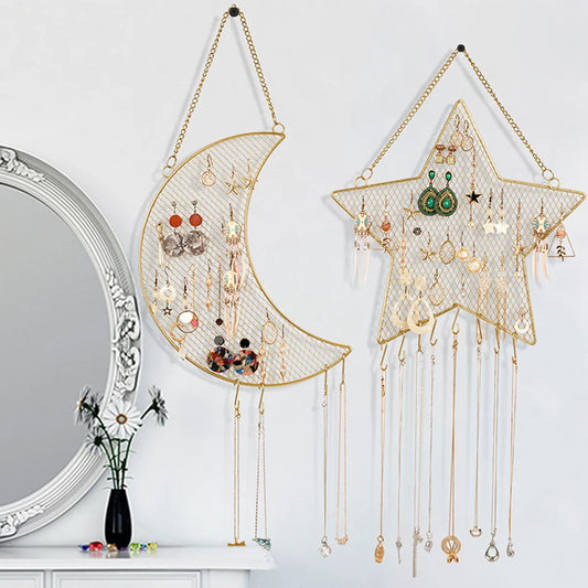 Simple Style Square Star Moon Metal Hollow Out Jewelry Rack