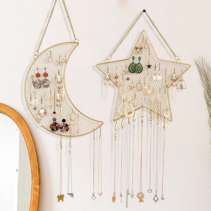 Simple Style Square Star Moon Metal Hollow Out Jewelry Rack