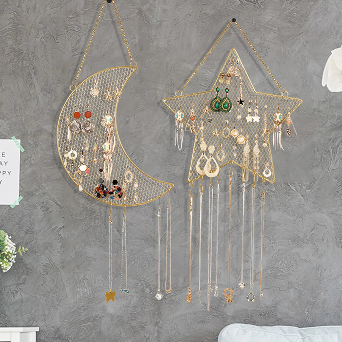 Simple Style Square Star Moon Metal Hollow Out Jewelry Rack