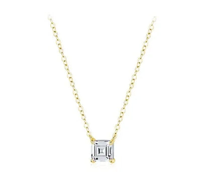 Simple Style Square Sterling Silver Inlay Zircon Pendant Necklace 1 Piece