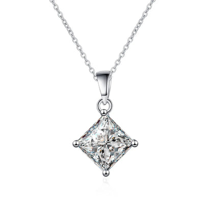 Simple Style Square Sterling Silver Moissanite Pendant Necklace In Bulk