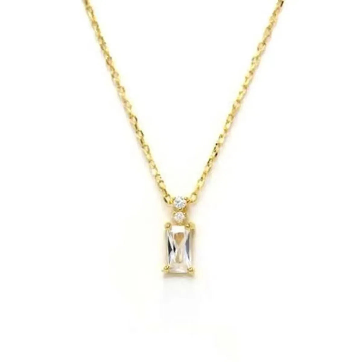 Simple Style Square Sterling Silver Plating Inlay Zircon 14k Gold Plated Pendant Necklace