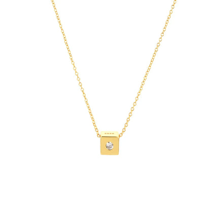 Simple Style Square Sterling Silver Plating Inlay Zircon 18k Gold Plated White Gold Plated Necklace