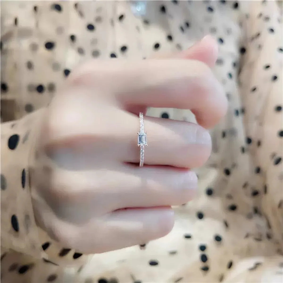 Simple Style Square Sterling Silver Plating Inlay Zircon Rings