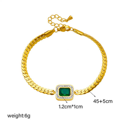 Simple Style Square Titanium Steel Inlay Zircon Bracelets Earrings Necklace