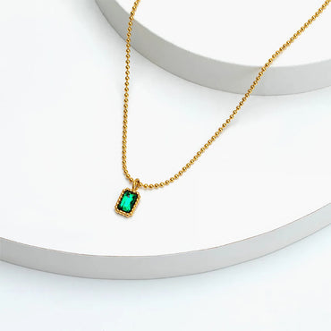 Simple Style Square Titanium Steel Inlay Zircon Pendant Necklace