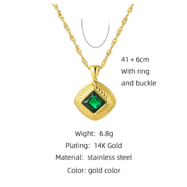 Simple Style Square Titanium Steel Plating Inlay Zircon Pendant Necklace 1 Piece