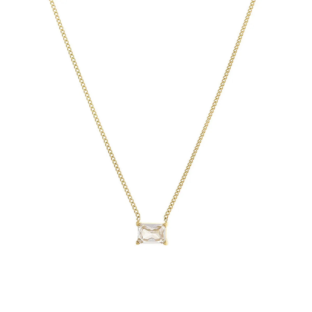 Simple Style Square Titanium Steel Plating Zircon Pendant Necklace