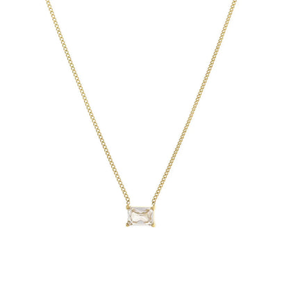 Simple Style Square Titanium Steel Plating Zircon Pendant Necklace