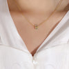 Wholesale Jewelry Simple Style Square 304 Stainless Steel Zircon 18K Gold Plated Plating Pendant Necklace