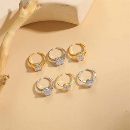 Simple Style Square Water Droplets Rectangle Copper 14k Gold Plated White Gold Plated Open Rings