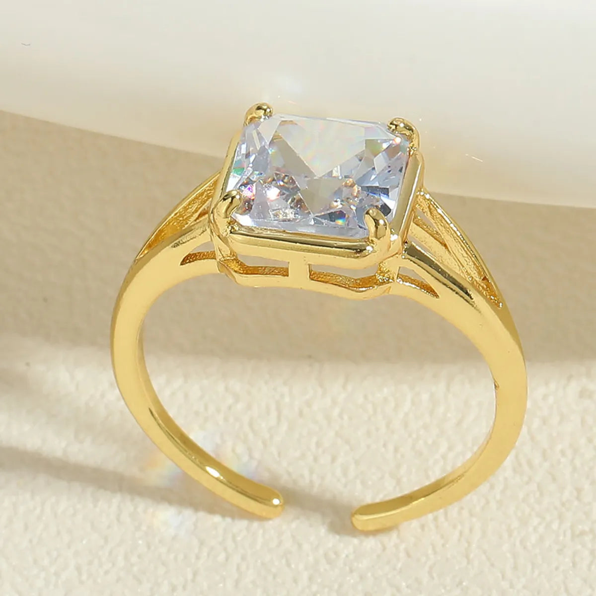 Simple Style Square Water Droplets Rectangle Copper 14k Gold Plated White Gold Plated Open Rings