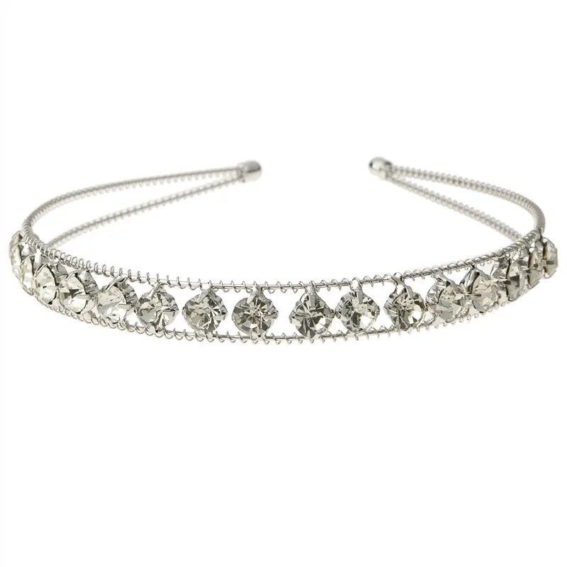 Girl'S Simple Style Square Waves Metal Inlay Rhinestones Pearl Hair Band