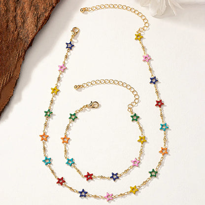 Simple Style Star 14k Gold Plated Alloy Wholesale Bracelets Necklace