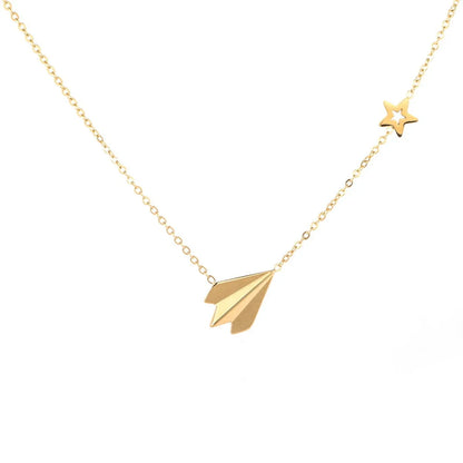 Simple Style Star Airplane Titanium Steel Plating 18k Gold Plated Necklace