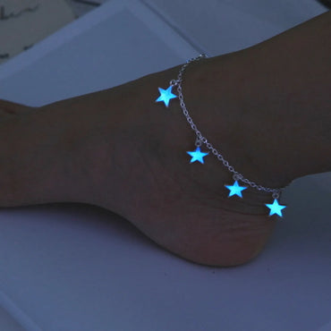 Simple Style Star Alloy Luminous Women's Anklet