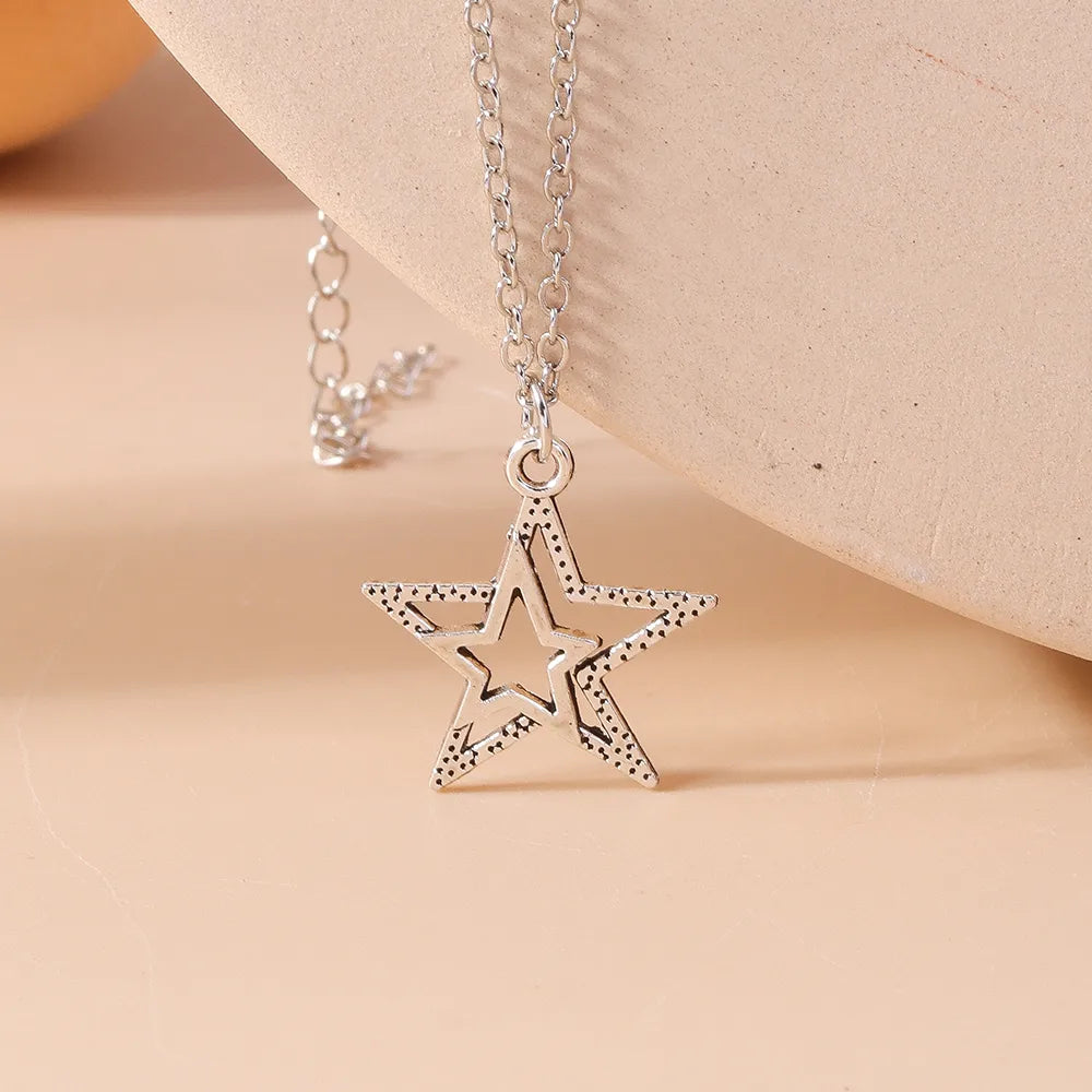 Simple Style Star Alloy Plating Silver Plated Women'S Pendant Necklace