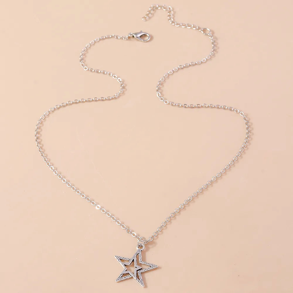 Simple Style Star Alloy Plating Silver Plated Women'S Pendant Necklace