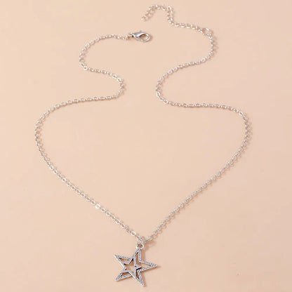 Simple Style Star Alloy Plating Silver Plated Women'S Pendant Necklace