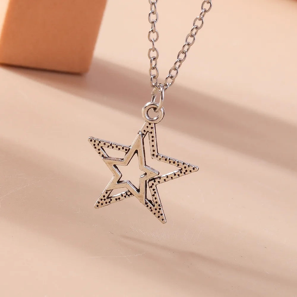 Simple Style Star Alloy Plating Silver Plated Women'S Pendant Necklace