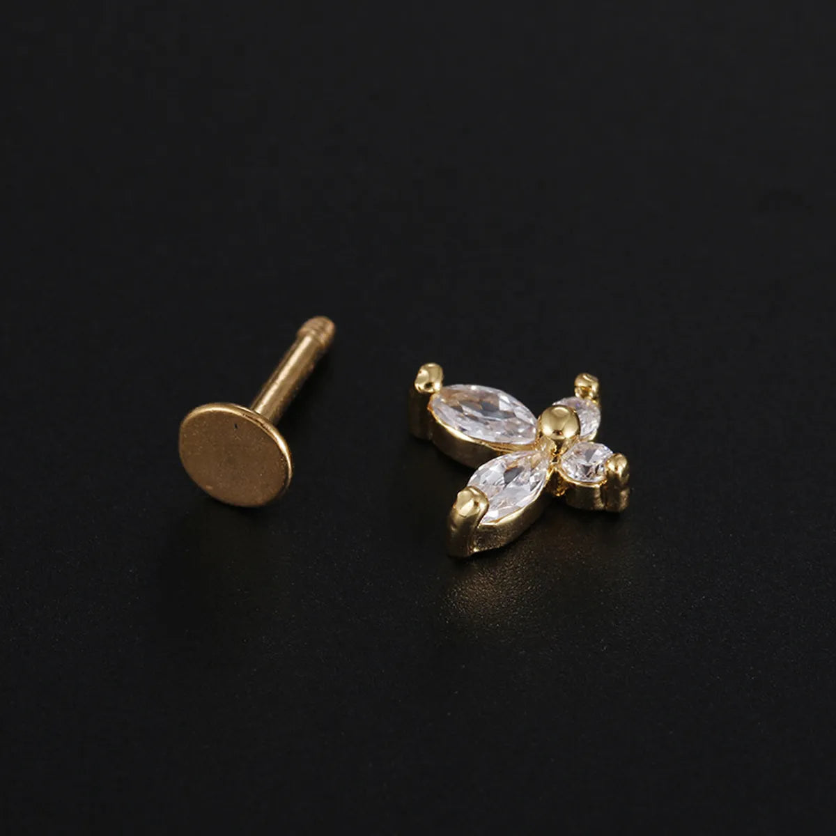 Simple Style Star Butterfly Stainless Steel Inlay Zircon Lip Stud 1 Piece