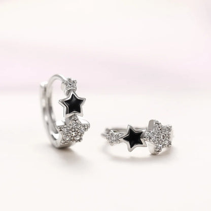 Simple Style Star Copper Inlay Zircon Hoop Earrings 1 Pair