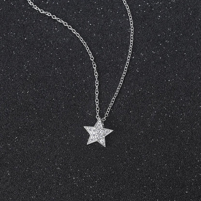 Simple Style Star Copper Inlay Zircon Pendant Necklace