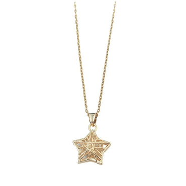 Simple Style Star Copper Plating Hollow Out Pendant Necklace