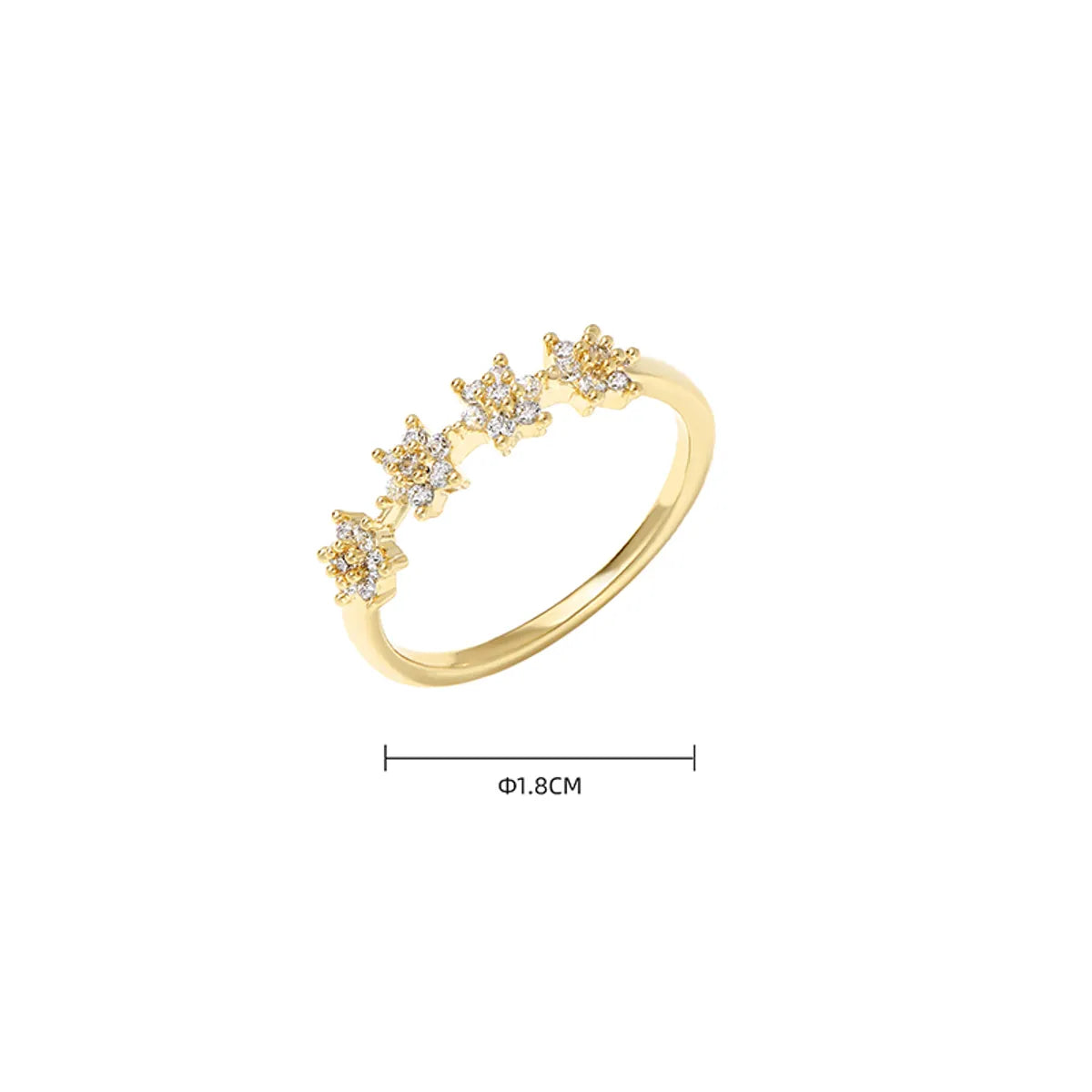 Simple Style Star Copper Plating Inlay Zircon 14k Gold Plated Rings