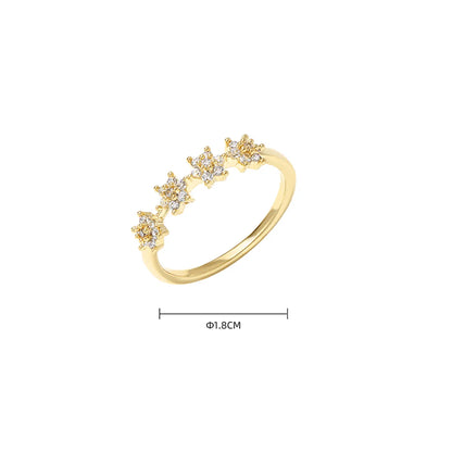 Simple Style Star Copper Plating Inlay Zircon 14k Gold Plated Rings