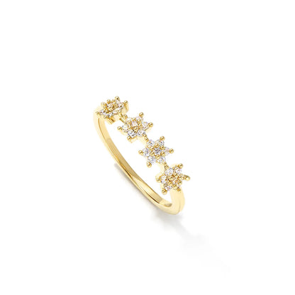 Simple Style Star Copper Plating Inlay Zircon 14k Gold Plated Rings