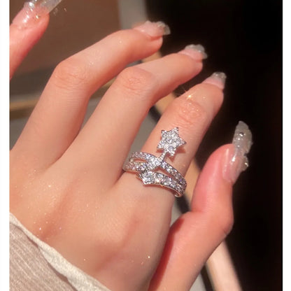 Copper Gold Plated Silver Plated Simple Style Plating Inlay Star Zircon Open Rings