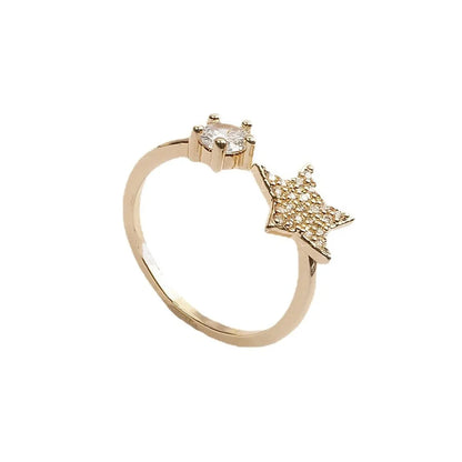 Simple Style Star Copper Plating Open Rings